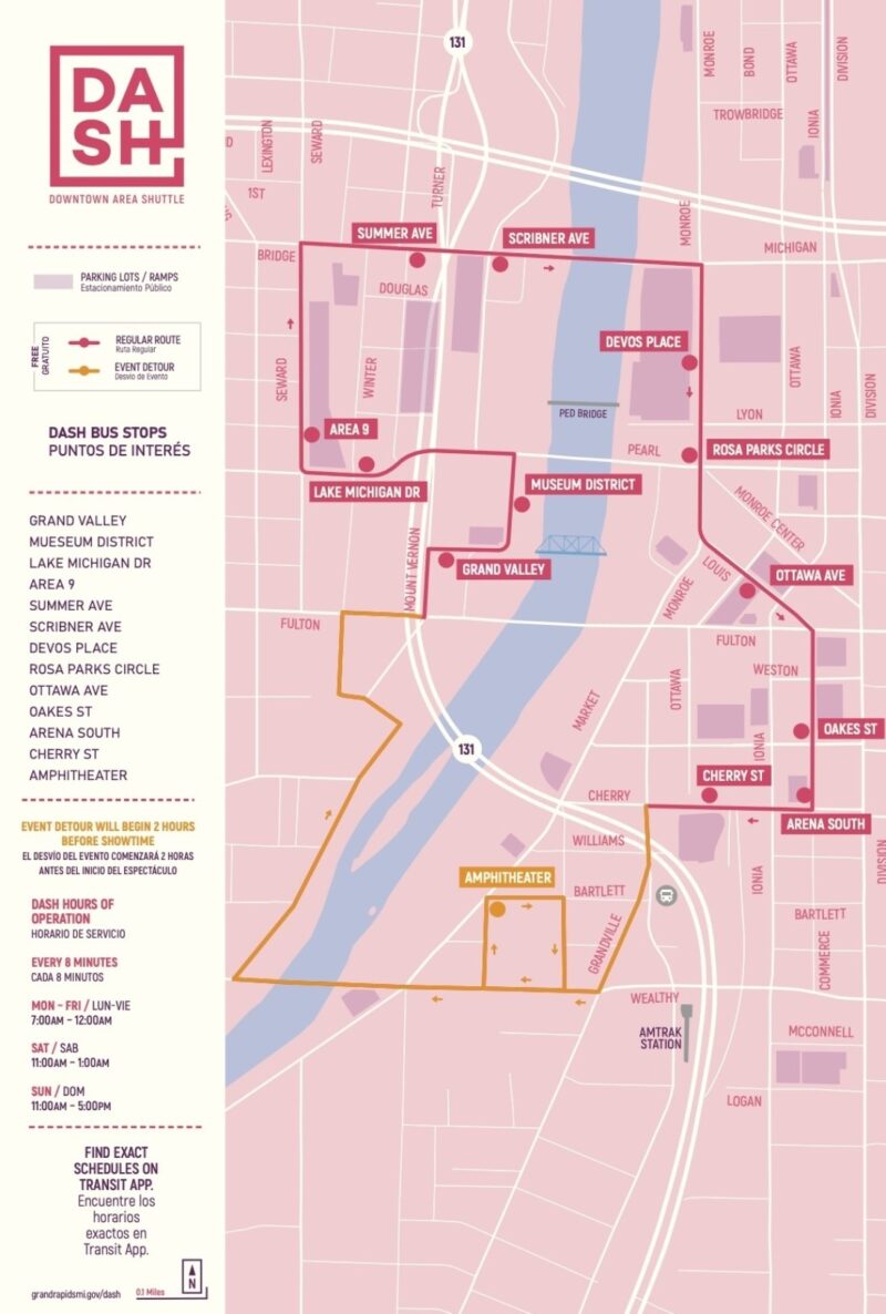 DASH Route Map on Concert Days